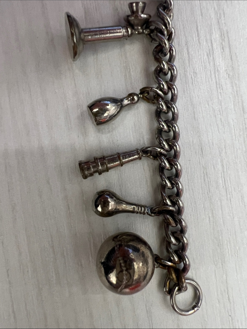 Silver-Tone Travel Charm Bracelet with Enamel Shield Charm - Picture 11 of 13
